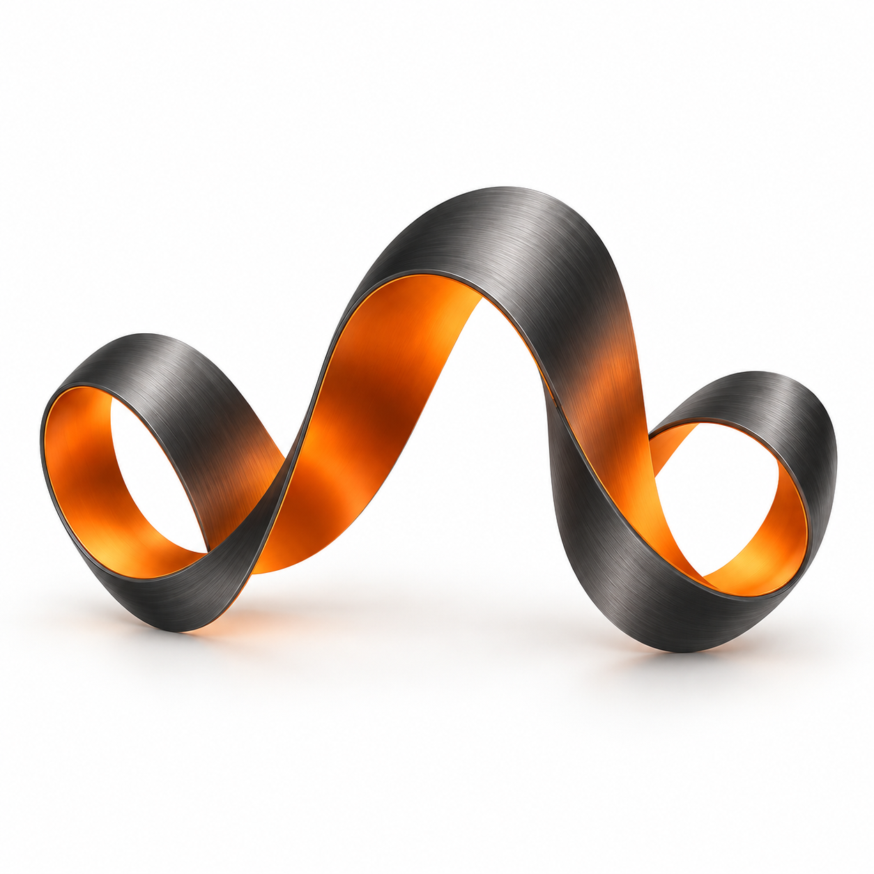 A flowing graphite ribbon with a warm orange interior